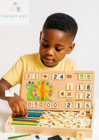 Tableau éducatifs en bois - Horloge, calcul & Bâtonnets  - Photo 4